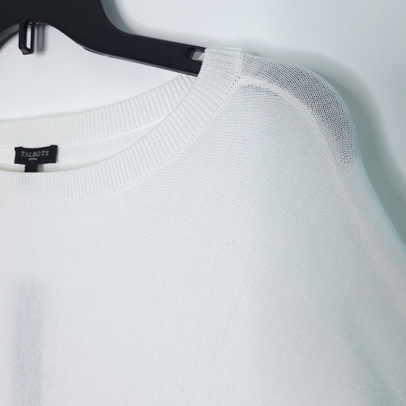 TALBOTS Dolman Sleeve White/Blue Sheer Sweater Women's MEDIUM PETITE (NWT) - Picture 7 of 12